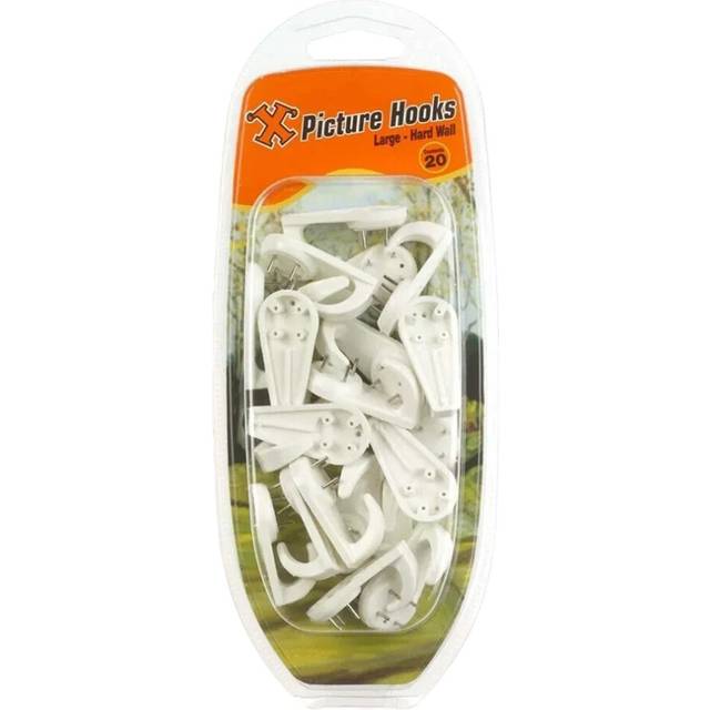 X Hard Wall Hooks Large White Nylon 20pk