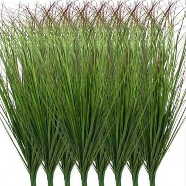 SHEIN 12/24/36Pcs Artificial Grass Plants, Faux Shrubs Wheat Grass, Artificial Tall Grass Fake Plants For Outdoor Decor,Artificial Greenery Stems For Room I