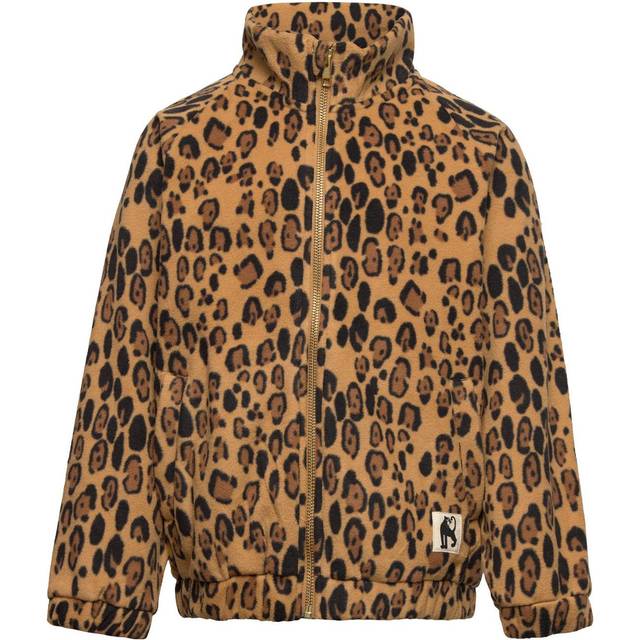 Mini Rodini Fleece Leopard Print Jacket - Beige - 3-5 Years