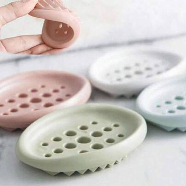 SHEIN 1pc Silicone Soap Dish - Stylish Oval Self-Draining Soap Holder With Multifunctional Storage Rack - Perfect For Bathroom Countertops, Sinks, And Count