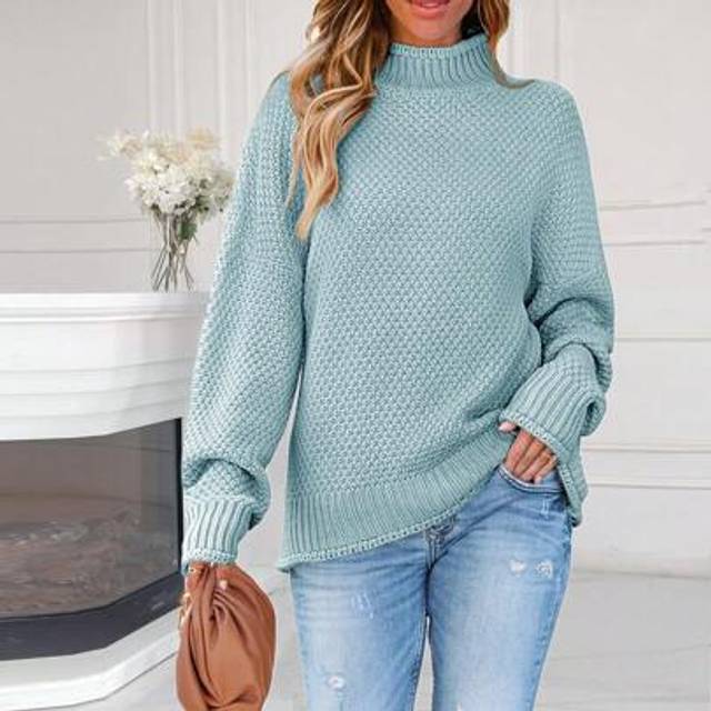 SHEIN Women&#39;s Turtleneck Batwing Sleeve Loose Oversized Chunky Knitted Pullover Sweater Jumper Tops