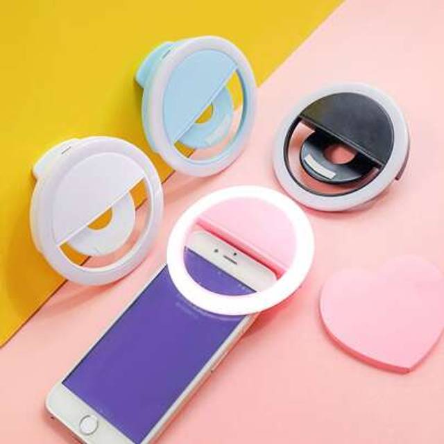 SHEIN 1 PC Selfie Ring Light Rechargeable Portable Clip-On Selfie Light With 3 Levels Brightness Compatible With Iphone/Android Smart Phone Photography, Cam