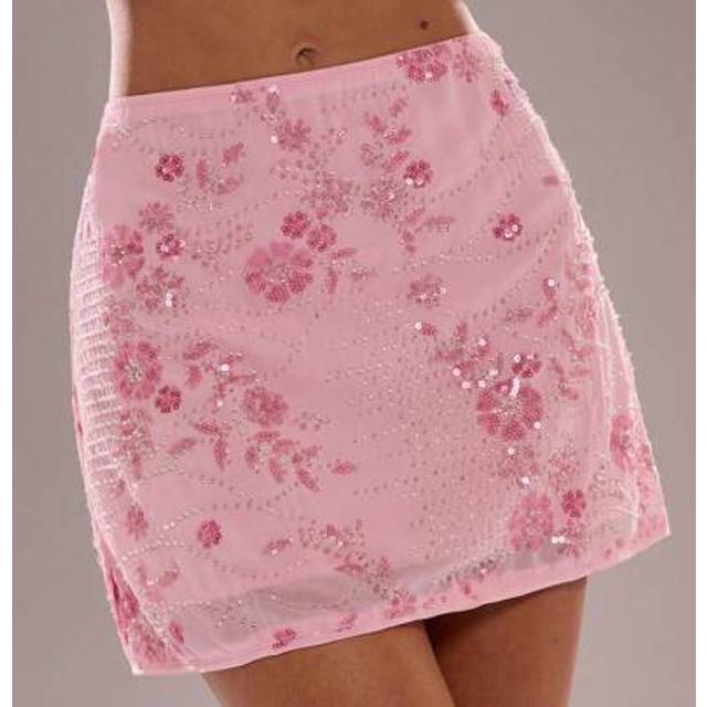 SHEIN Ladies Summer Vacation Sequin Embroidery Mini Skirt
