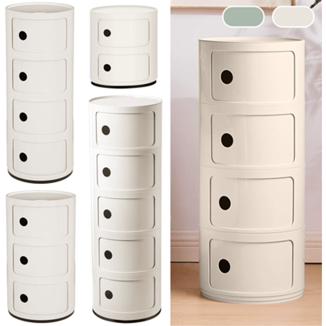 SHEIN 2/3/4/5 Tier White Modern Storage Unit Drawer Multi Tier Round White Cabinet Chest Cupboard Bedside Table Kitchen Plastic Shelf Vanity Bathroom Furnit