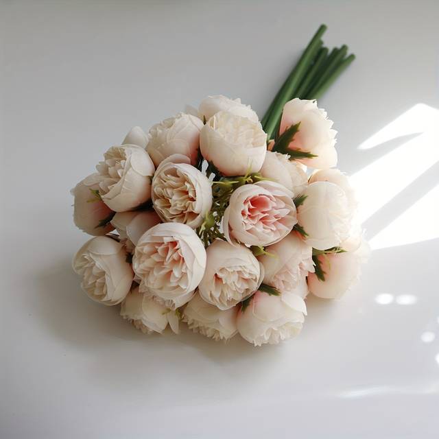TEMU 2 Of 54 Artificial Camellias - Elegant Pink, Purple & White Bouquet For Weddings, Home Decor, And - Realistic Polyester Flowers For Living Room Or Dining Room