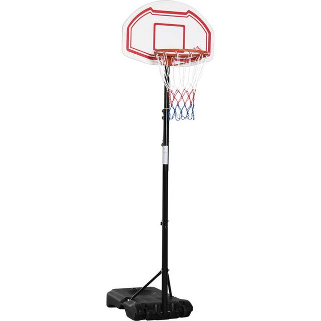 HOMCOM Outdoor Adjustable Basketball Hoop Stand w/ Wheels and Stable Base, Red