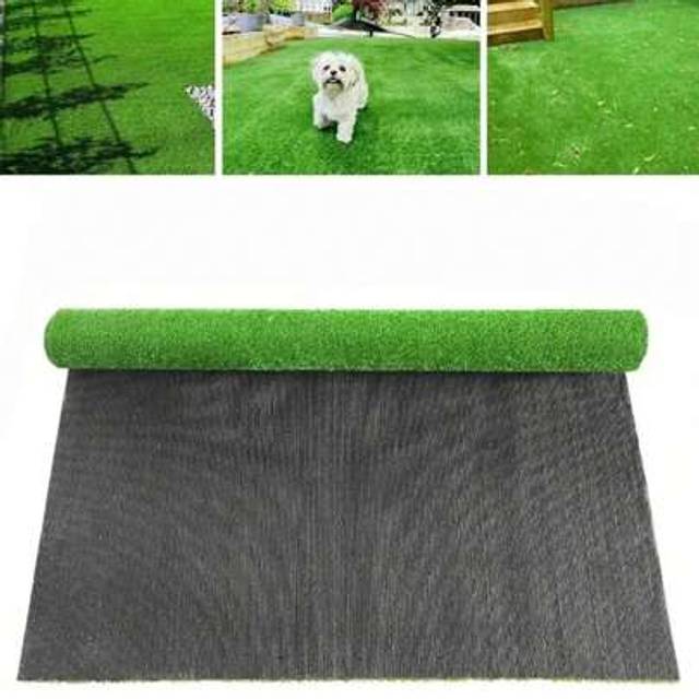 SHEIN 1pc Artificial Grass Mat, Fake Lawn Carpet For Construction Site Fencing, Green Plastic Grass Mat For Outdoor Yard Decoration