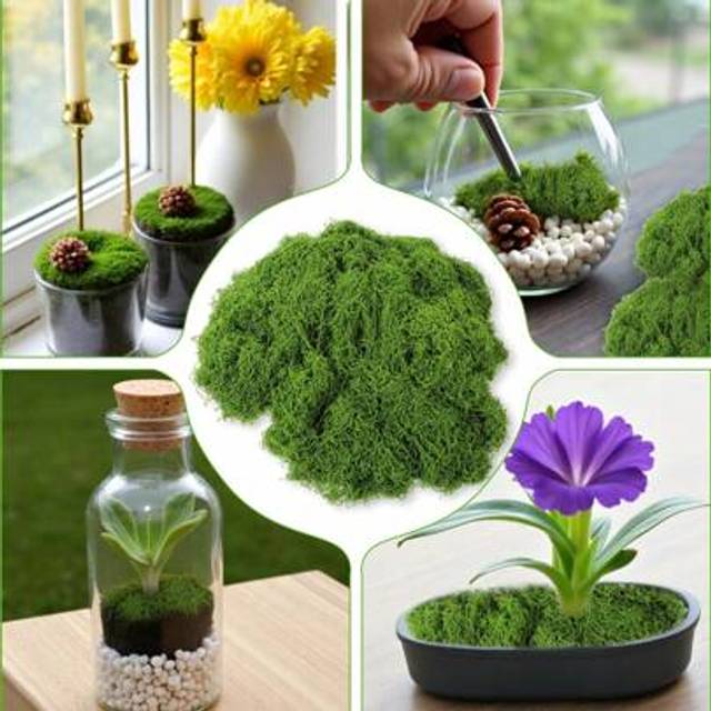 SHEIN 100g Simulation Artificial Moss Natural Green Lawn Handmade DIY Gardening Art Wall Flower Shop Bonsai Landscape Decoration Easter Table Wedding Decora