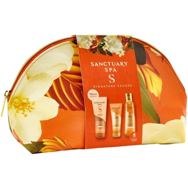 Sanctuary signature escape 3 pc gift set time body wash scrub moisturiser