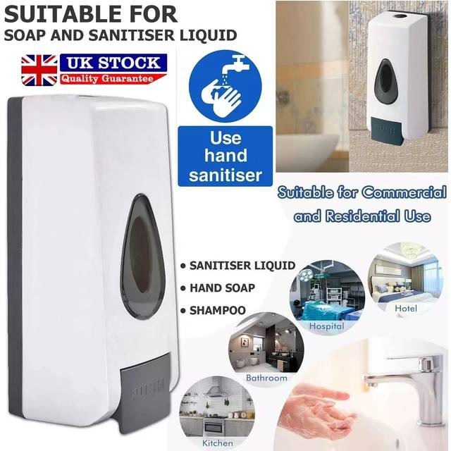 TEMU Wall Mount Soap Dispenser, 350ml Hand Soap Dispenser Manual Shower Gel Shampoo Sanitizer Holder Soap Dispenser Wall Ideal For Business Home Office Hotel Bathroom Accessories Soap Dispenser Wall