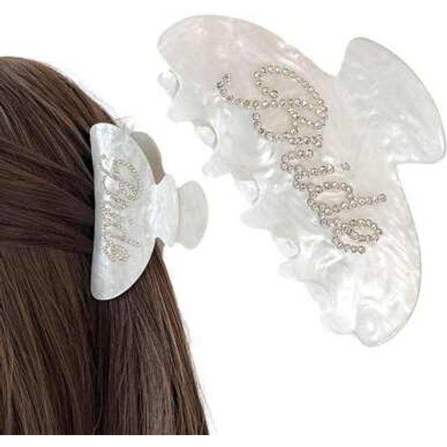 SHEIN 1Pc,Bride Claw Clip, White Acrylic Hair Clip, Rhinestone Bride Logo | Bridal Shower Or Getting Married Party Decorations, Bridesmaid Gift, Bridal Show