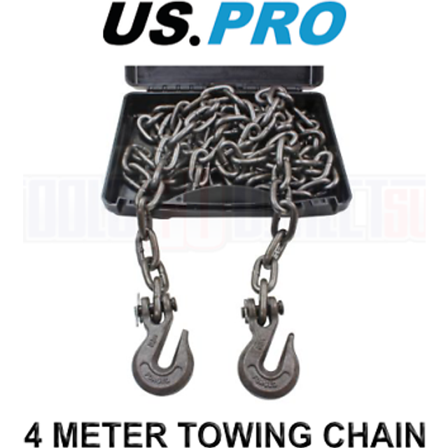 Us pro 4 meter steel heavy duty towing chain with hooks 1770kgs 9127