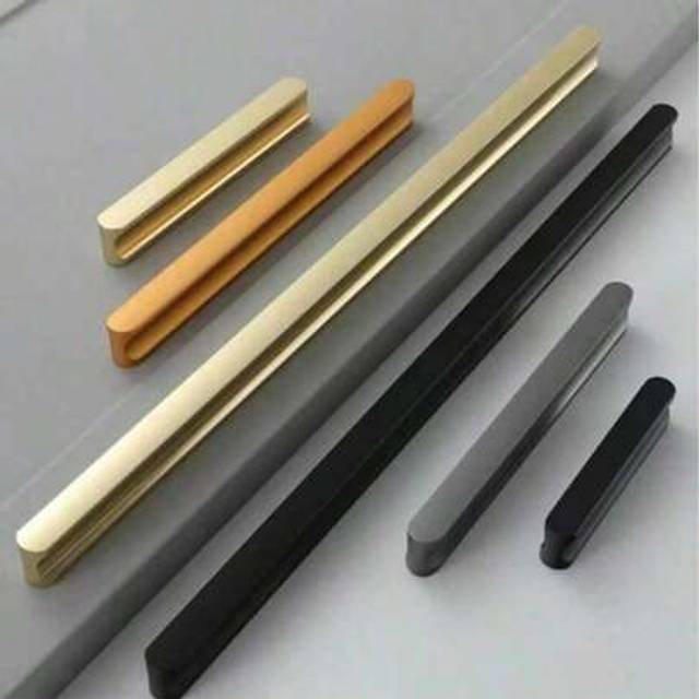 SHEIN Furniture Handles Black Golden Cupboard Wardrobe Pulls Solid Aluminum Kitchen Cabinets Pulls Long Handles For Cabinets And Drawers