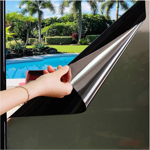 (As show, One size) Privacy Window Film One-Way Mirror Film Anti-Heat Anti-UV Electrostatic Privacy Protection for Window Office Home Store 40200CM Tw