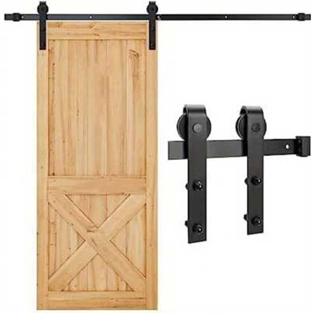 SHEIN 6.6FT Sliding Barn Door Kit - Black Closet Hardware Track Set With 200cm Sliding Door Track For Home Bedroom Kitchen