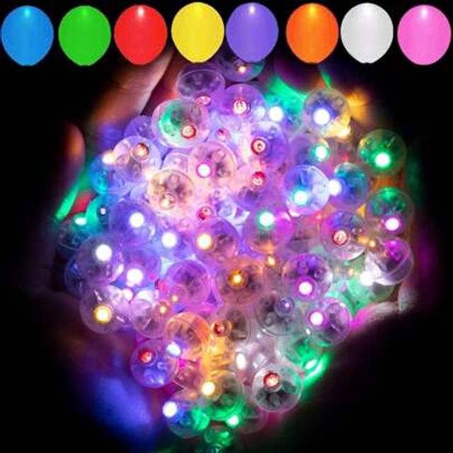SHEIN 100pcs/50pcs Multi-Color Mini LED Lights, LED Balloon Lights, Bright Colors, Long-Lasting Battery Life, Light Up Balloons Neon Paper Lights Easter Egg