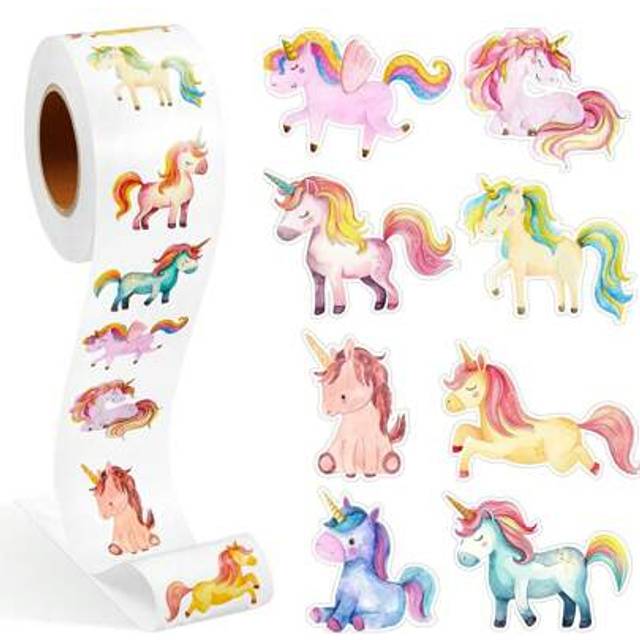 SHEIN 500pcs/Roll Cartoon Unicorn Stickers, Reward Stickers, Stationery Stickers, Gift Decorative Labels Back To School