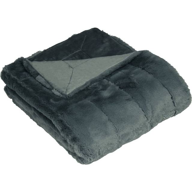 Paoletti Empress Charcoal Large Faux Fur Throw 140 x 200cm - Grey