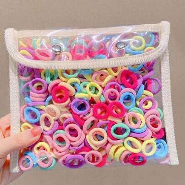 SHEIN 200pcs/set Spring-colored Elastic Hair Bands, Towel Scrunchies And Headbands For Girls Without Hurting Hair
