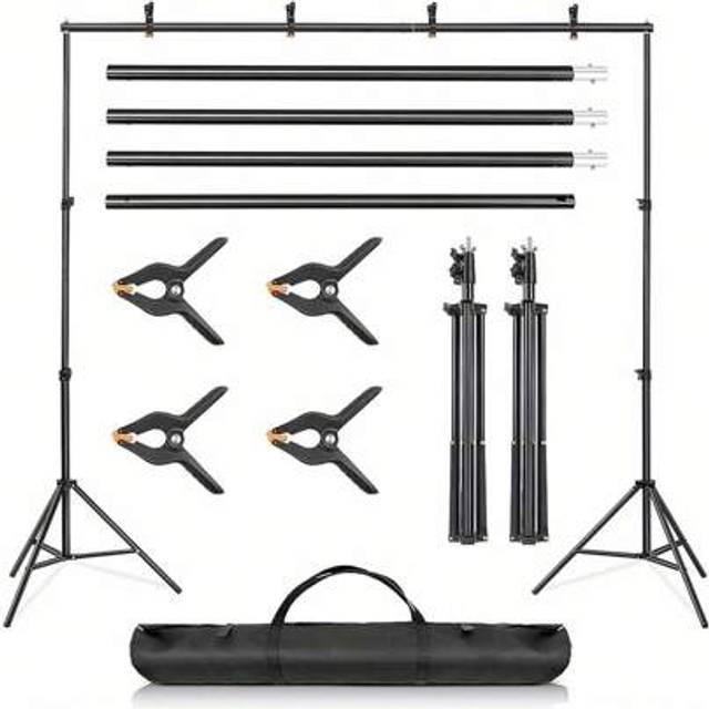 SHEIN Backdrop Stand Kit 3 * 3m(9.8 * 9.8ft) Adjustable Photo Backdrop Stand Photo Video Studio Background Support System With Carrying Bag And 4 Clamps
