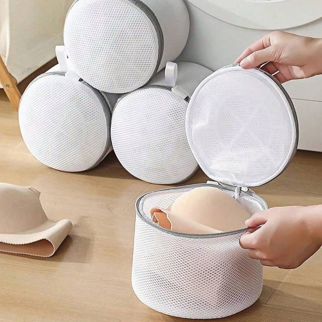 SHEIN 1pc White Lingerie Laundry Bag With Zip, Honeycomb Mesh Bra Wash Bag – Effective Filter For Impurities, Anti-Deform Support Frame For Bras, Underwear,