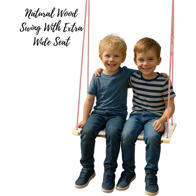 Wooden Tree Swing Seat 70cm Long for Indoor Or Outdoor - Perfect For Kids Teens & Adults - Garden Seat Set With Rope & Wide Seat