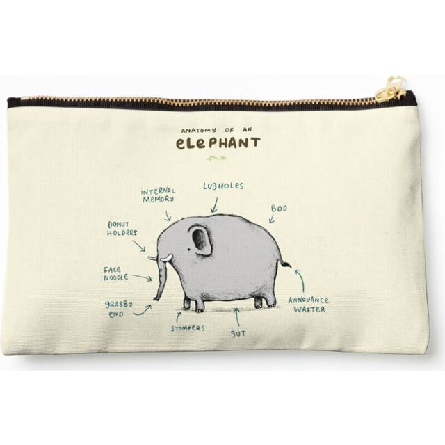 Makeup Bag Anatomy of an Elephant Cosmetic Organizer Tyvek Paper Bags Zipper Pouch