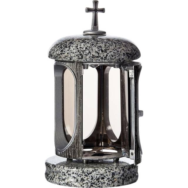 (Grey) Large Granite Memorial Lantern Funeral Cemetery Grave Ornaments