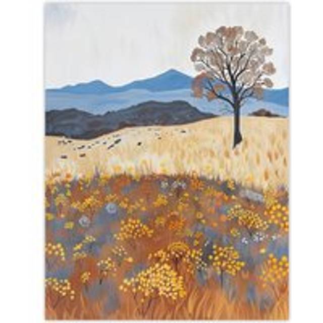 Colorado Countryside Floral Landscape Painting Wall Art Print - Multi - W24 inch x H32 inch