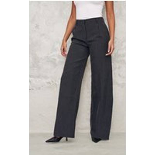Tall Black Pinstripe Tailored Wide Leg Trousers, Black - 12