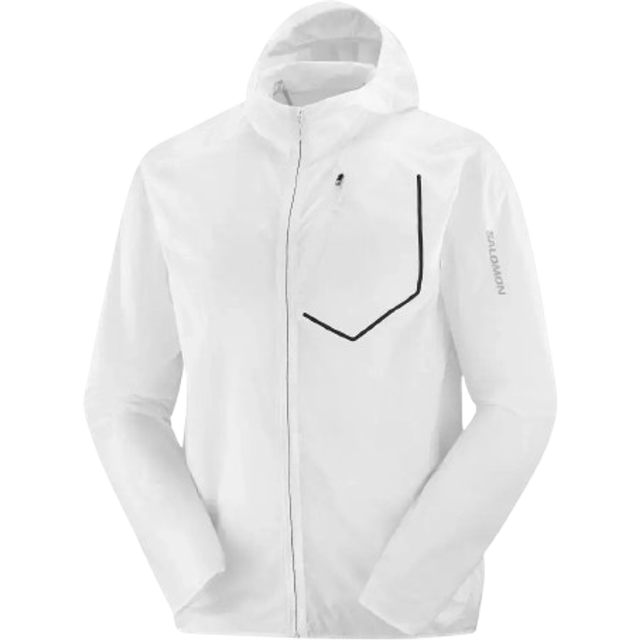 SALOMON BONATTI AERO HOODIE Unisex Weiß L - WHITE/DEEP BLACK