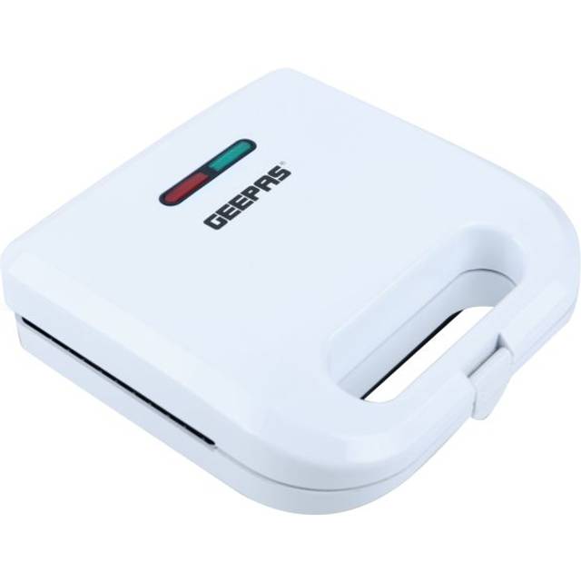 GEEPAS 2 Slice Waffle Maker Non-Stick Mini Waffle Iron Machine for Belgian & American Waffles Cool Touch Handle 750W - White