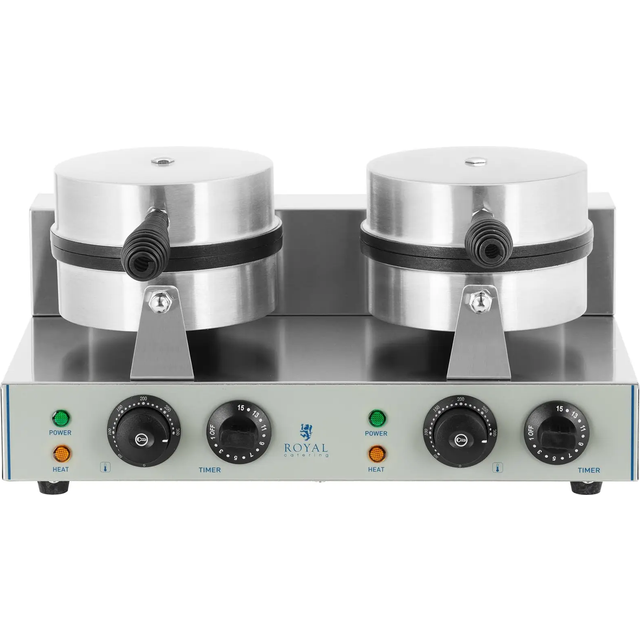 Royal Catering Double Waffle Maker - 2 x 1300 Watts - Round RCWM-2600-R