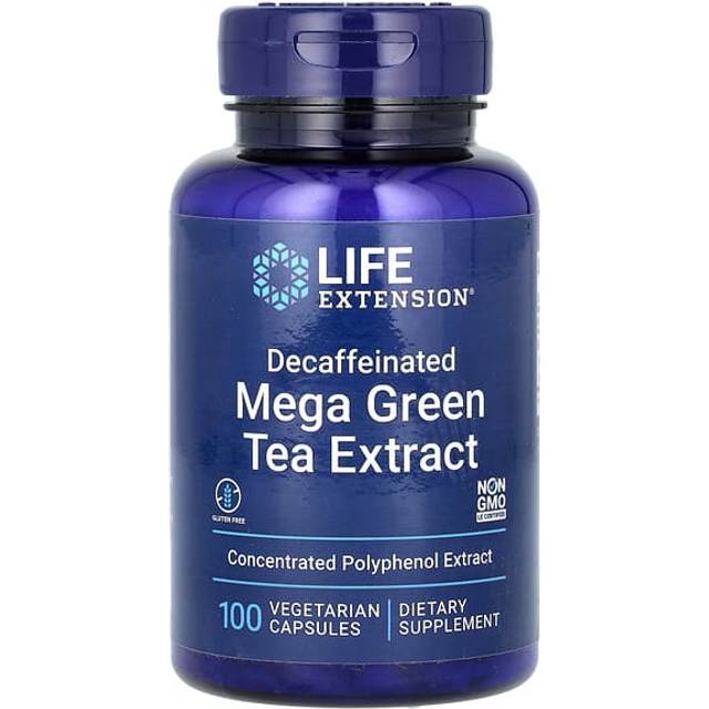 Life Extension Decaffeinated Mega Green Tea Extract 100 Vegetarian Capsules
