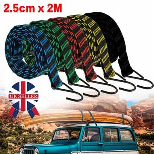 SHEIN 5XHeavy Duty Elastic Luggage Bungee Rope Cords Strap Strong Hook Car&Bike Tie UK