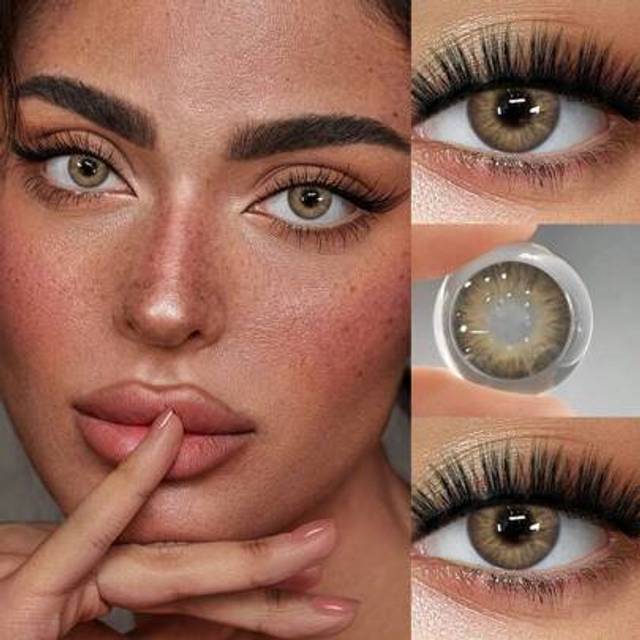 SHEIN 1 Pair Annual Disposable Color Contact Lenses, 14.5mm Brown Cosmetic Eye Makeup Lenses