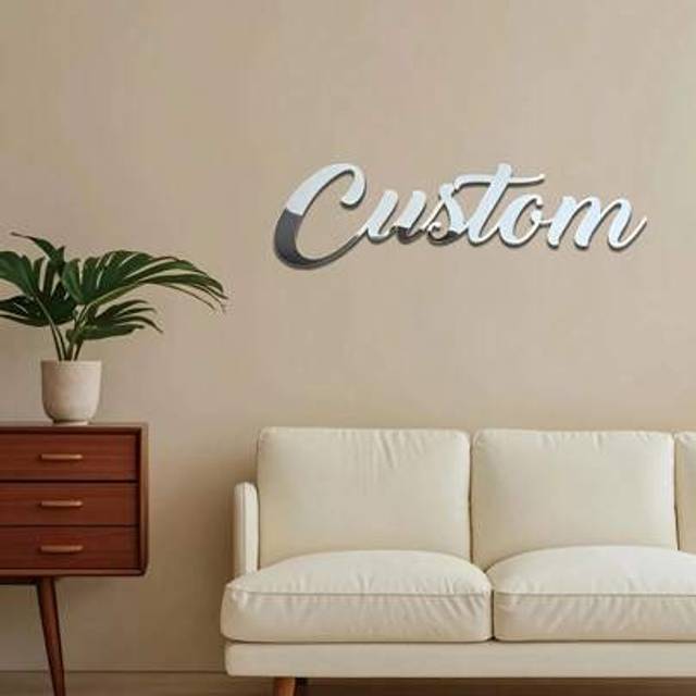 SHEIN 1pc Personalized Acrylic Name Plate Mirror Wall Decor, Elegant Golden And Silver Font, Suitable For Wedding, Holiday Decoration; Gift, Birthday, House