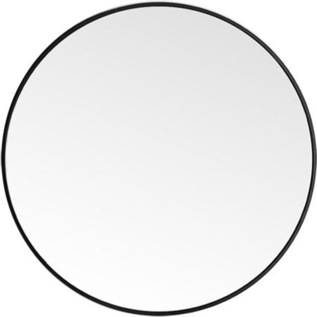 80cm Dia Nordic Round Wall Mirror with Black Frame - One Size