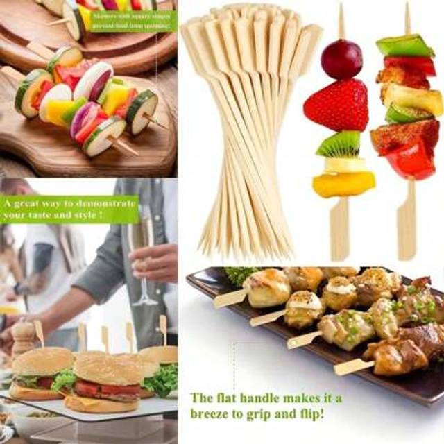 SHEIN 100/50/10 Pcs Barbecue Bamboo Skewers - Suitable For Appetizers, Fruits And Meats, Cotton Candy Skewers, Hamburger Skewers - Ideal For Parties, Birthd