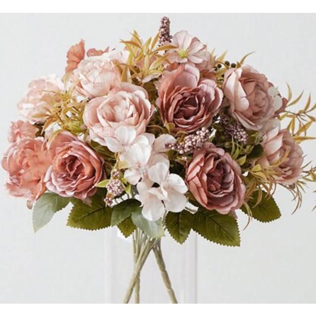 SHEIN 1pc/3pcs Romantic Rose & Peony Bouquet Artificial Flowers Handheld Flower Arrangement For Wedding/Home/Bedroom/Living Room/Table Decoration/Bride&#39;s Bo