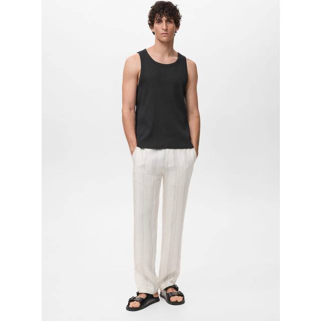 Slim-fit ribbed tank top black - Man - L - MANGO MAN - Black