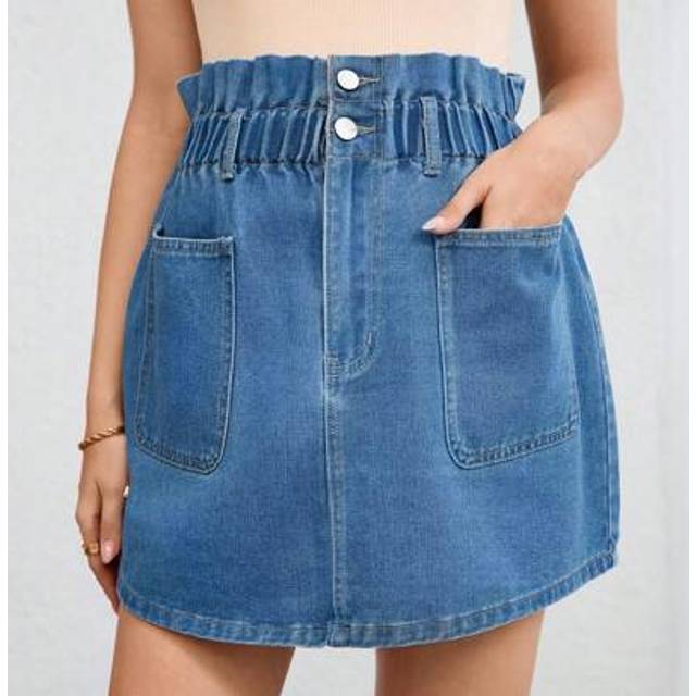 SHEIN Maternity Casual Washed High Waist Denim Skirt  Jeans Skirt For Woman Skirts For Women Denim