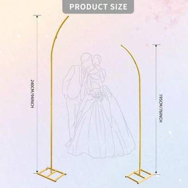 SHEIN 2pcs Set Metal Wedding Arch Frame, Gold Curved Top Arch Backdrop Stand For Ceremony, Birthday, Anniversary, Floral Decor