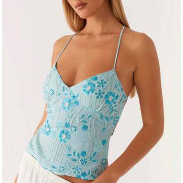 SHEIN Womens Sequin Tank Tops V Neck Sparkle Cami Top Spaghetti Strap Shirts Vest Tank Tops