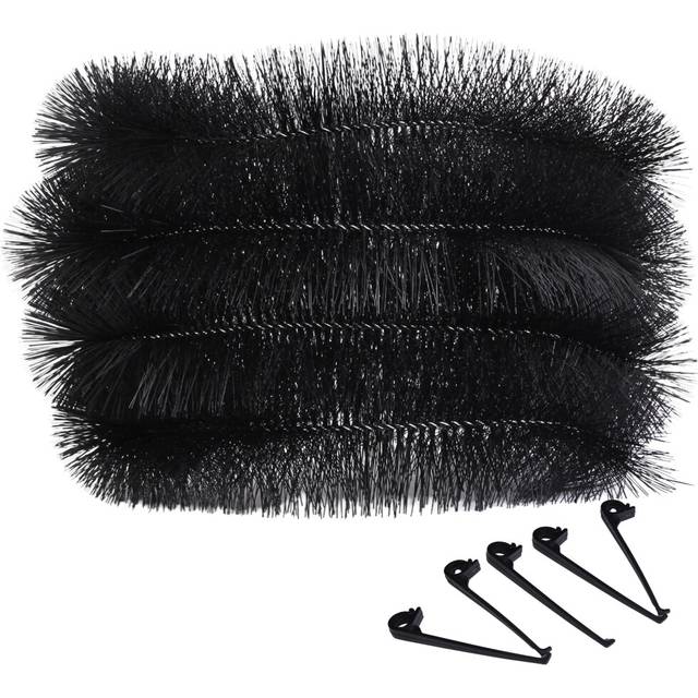 (6x Roll 24m) Pack of Gutter Brush with Gutter Brush Clips - Black Guttering Leaf Guard to Stop Leaves, Moss & Debris Blockages