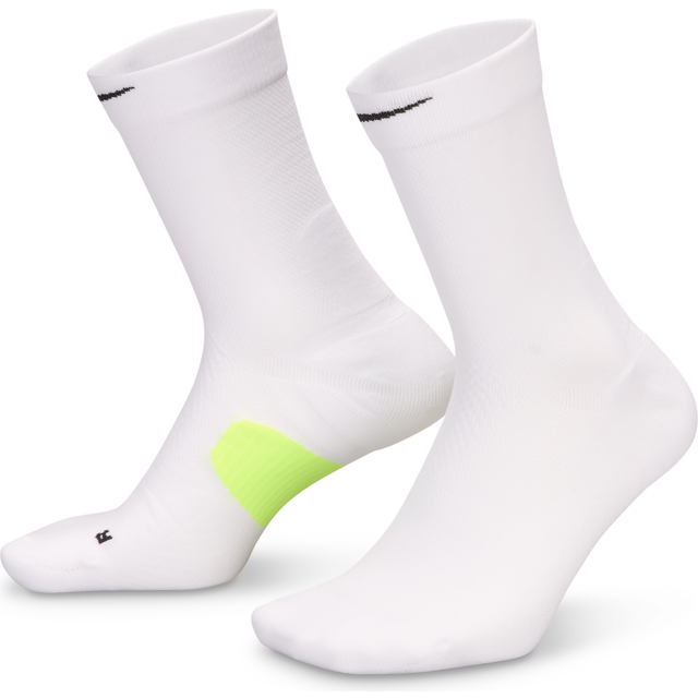 Nike Fast Midweight Crew Running Socks - White, Yellow, Size 38-42 - white