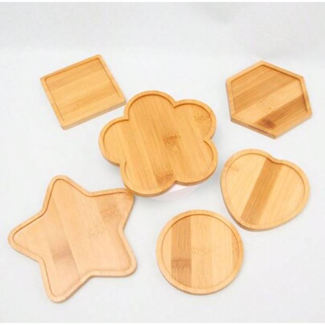 SHEIN 1pc DIY Mosaic Bamboo Cup Coaster, Blank Base Tray, Drink Cup Mat, Plant Coaster, Artistic Plate (Round, Square, Oval, Rectangle, Flower, Star, Heart,