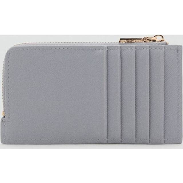 Saffiano-effect card holder with zip light/pastel grey - Woman - One size - MANGO - Light/Pastel Grey - U