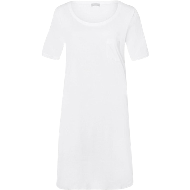 Cotton Deluxe Crew Neck Night Dress - 0101 White - Understated style and comfort play a major part in Hanro's sleepwear collection and this nightdress is no exception. It's spun from lightweight and super soft mercerised cotton and falls to a shift silhouette at a mini length. Not just for bedtime, its simple design can be worn as loungewear too with a pair of plain shorts.