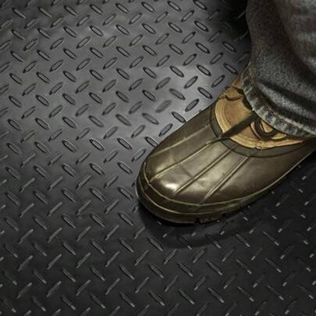 SHEIN 3MM Checker Rubber Flooring Matting Heavy Duty Black Mat Garage Large Diamond 50*200CM